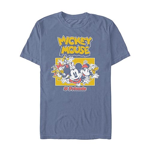 Novelty Mens Crew Neck Short Sleeve Regular Fit Mickey Mouse Graphic T-shirt In Blue