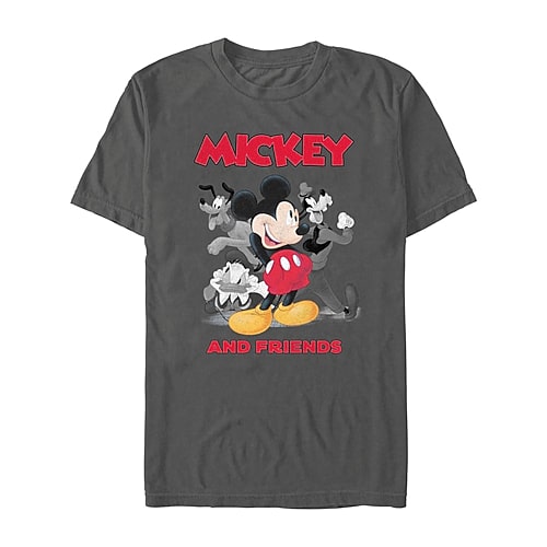 Novelty Mens Crew Neck Short Sleeve Regular Fit Mickey Mouse Graphic T-shirt In Black