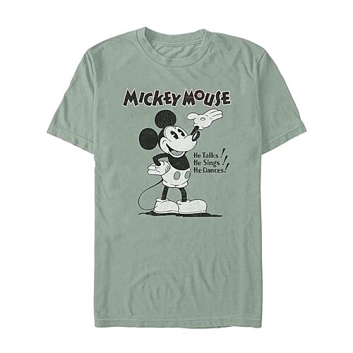 Novelty Mens Crew Neck Short Sleeve Regular Fit Mickey Mouse Graphic T-shirt In Green