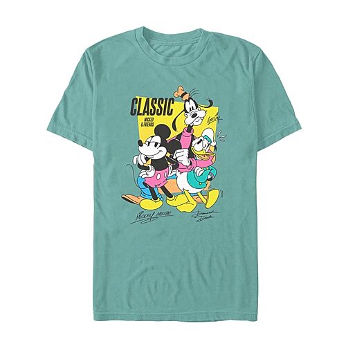 Novelty Mens Crew Neck Short Sleeve Regular Fit Mickey And Friends Graphic T-shirt In Green