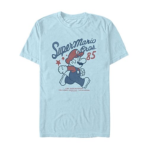 Novelty Mens Crew Neck Short Sleeve Regular Fit Super Mario Graphic T-shirt In Blue
