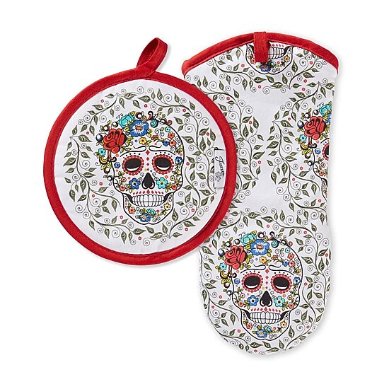 Fiesta Skull Vine 2-pc. Mitt + Pot Holder Set