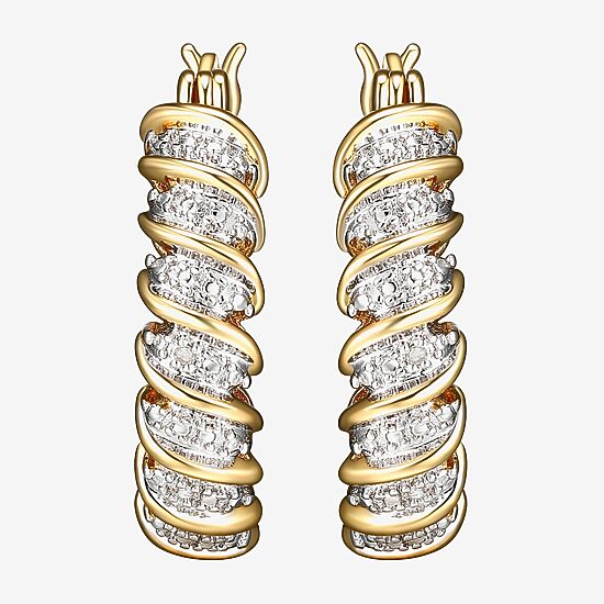 Sparkle Allure Diamond Accent 18K Gold Over Brass Curved Hoop Earrings
