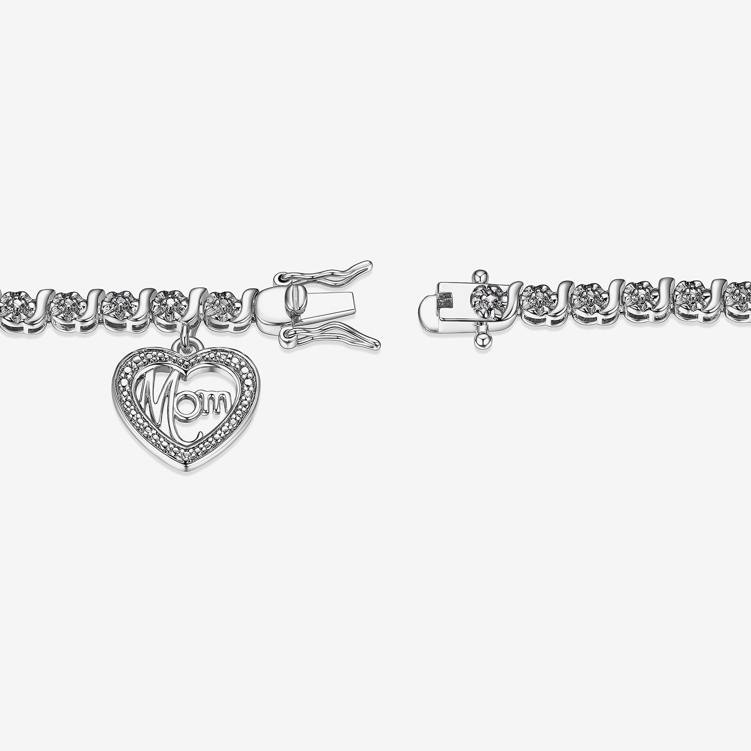 Sparkle Allure Mom Womens Natural Diamond Accent Heart 7.25 Inch Tennis Bracelet