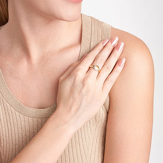 Sparkle Allure Womens White Diamond Accent Round Signet Ring