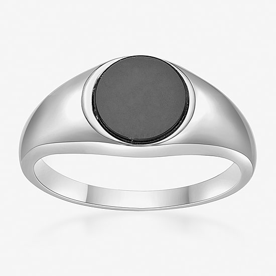 Womens Genuine Black Onyx Sterling Silver Round Cocktail Ring