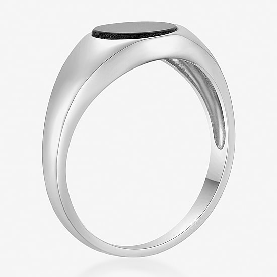 Womens Genuine Black Onyx Sterling Silver Round Cocktail Ring