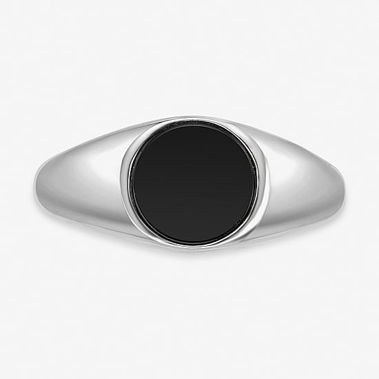 Womens Genuine Black Onyx Sterling Silver Round Cocktail Ring