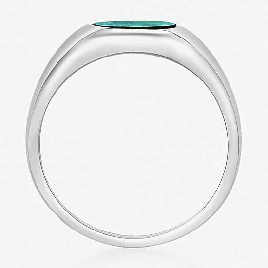 Womens Genuine Green Malachite Sterling Silver Round Cocktail Ring