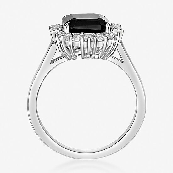 Womens Genuine Black Onyx Sterling Silver Cushion Cocktail Ring