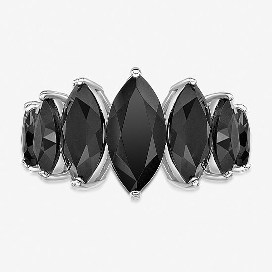 Womens Genuine Black Onyx Sterling Silver Marquise Cocktail Ring