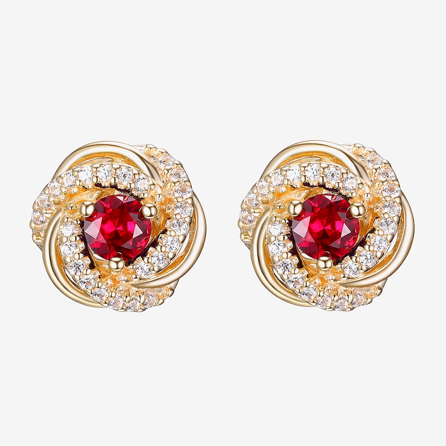 Lab Created Red Ruby 18K Gold Over Silver 10.6mm Stud Earrings