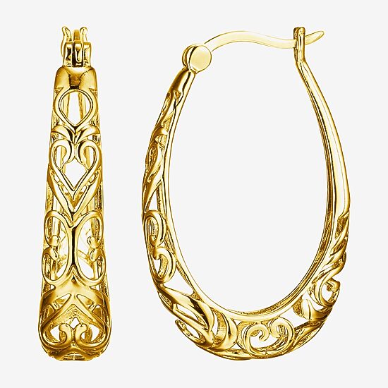 Womens 18K Gold Over Silver 32.2mm Hoop Earrings