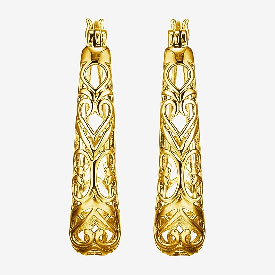 Womens 18K Gold Over Silver 32.2mm Hoop Earrings