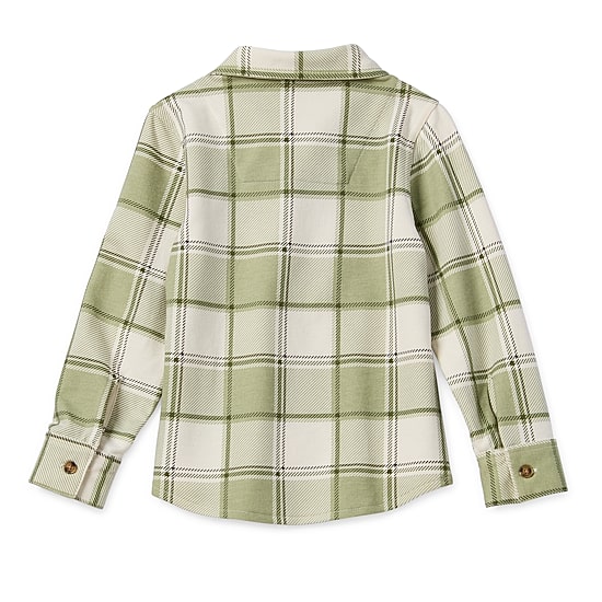 Okie Dokie Soft Knit Plaid Toddler & Little Boys Long Sleeve Cuffed Regular Fit Button-Down Shirt
