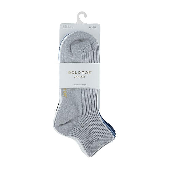 Gold Toe Simple Rib Womens Multi-Pack 6 Pair Quarter Ankle Socks