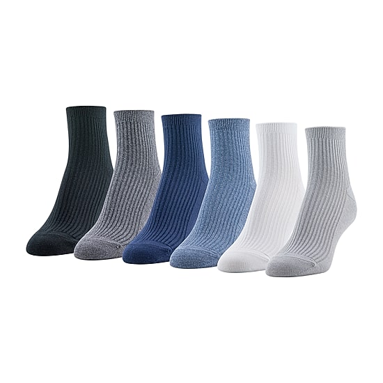 Gold Toe Simple Rib Womens Multi-Pack 6 Pair Quarter Ankle Socks