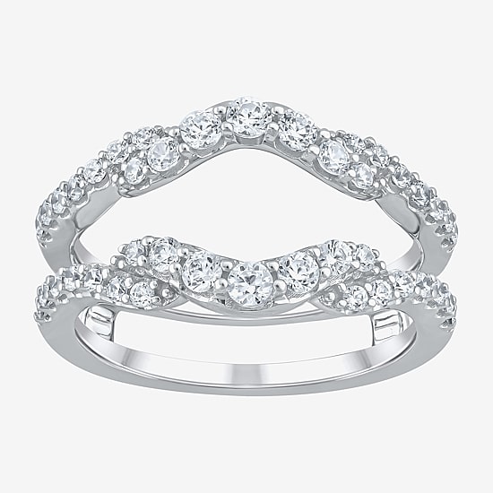 Womens 3/4 CT. T.W. Lab Grown White Diamond 10K Gold Ring Guard