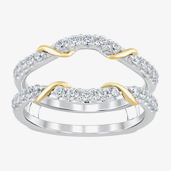 Womens 1/2 CT. T.W. Lab Grown White Diamond 10K Two Tone Gold Ring Guard
