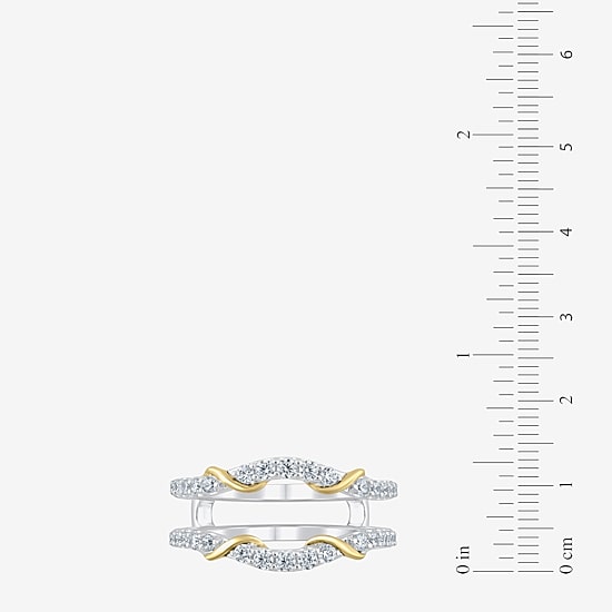 Womens 1/2 CT. T.W. Lab Grown White Diamond 10K Two Tone Gold Ring Guard