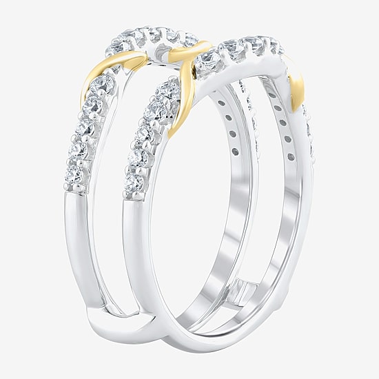 Womens 1/2 CT. T.W. Lab Grown White Diamond 10K Two Tone Gold Ring Guard