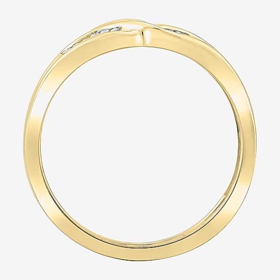 Womens 1/6 CT. T.W. White Diamond 10K Gold Wedding Ring Guard