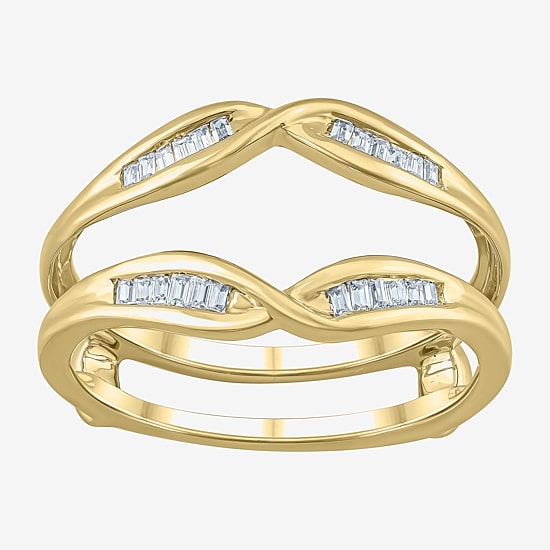 Womens 1/6 CT. T.W. White Diamond 10K Gold Wedding Ring Guard