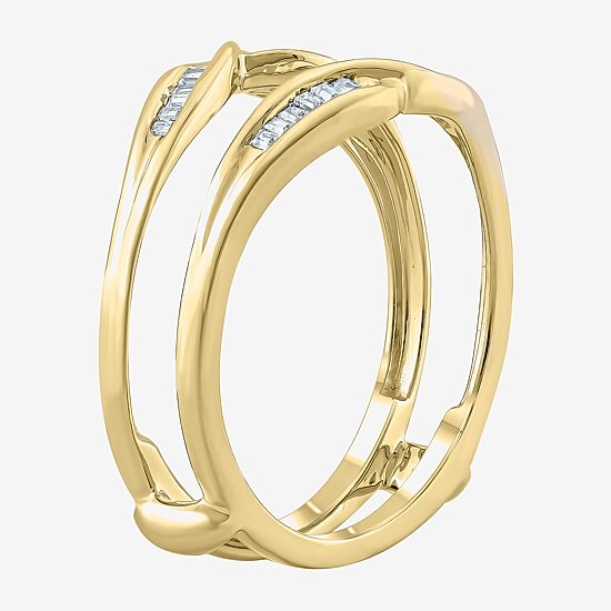 Womens 1/6 CT. T.W. White Diamond 10K Gold Wedding Ring Guard