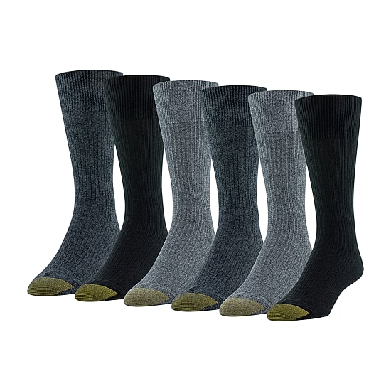 Gold Toe Stanton Mens 6 Pair Big and Tall Crew Socks