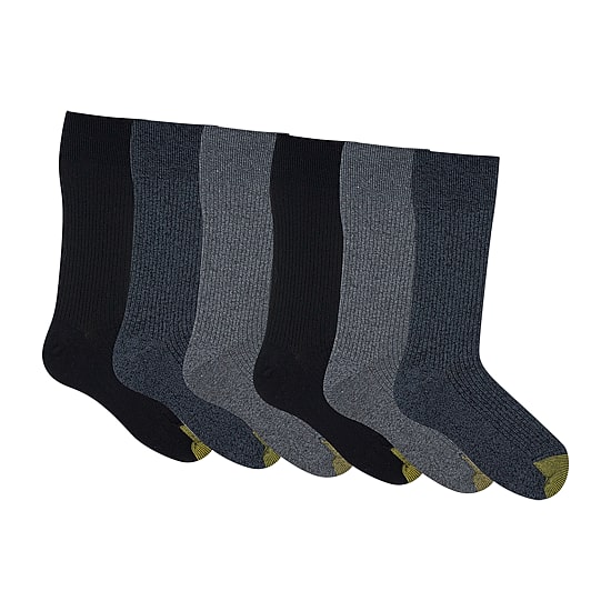 Gold Toe Stanton Mens 6 Pair Big and Tall Crew Socks
