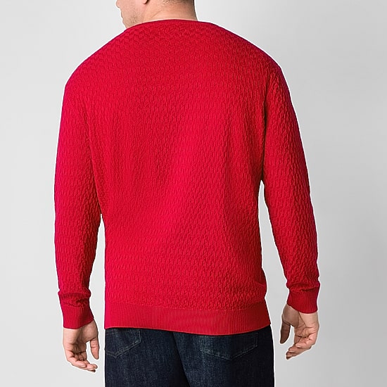 Shaquille O'Neal XLG™ Chevron Texture Big and Tall Mens Crew Neck Long Sleeve Pullover Sweater