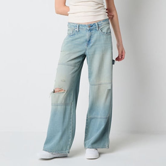 Arizona Airy Drape Womens Juniors Low Rise Baggy Fit Jean