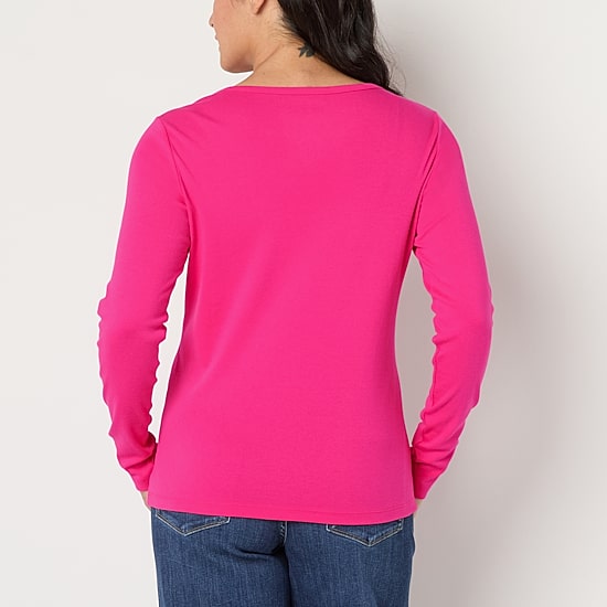 St. John's Bay Womens Tall Crew Neck Long Sleeve T-Shirt