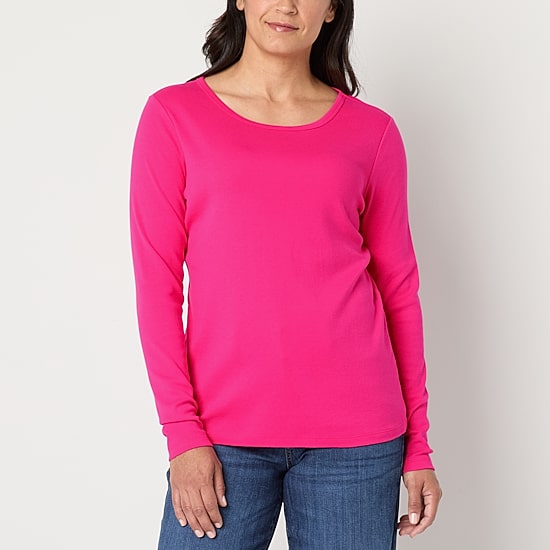 St. John's Bay Womens Tall Crew Neck Long Sleeve T-Shirt