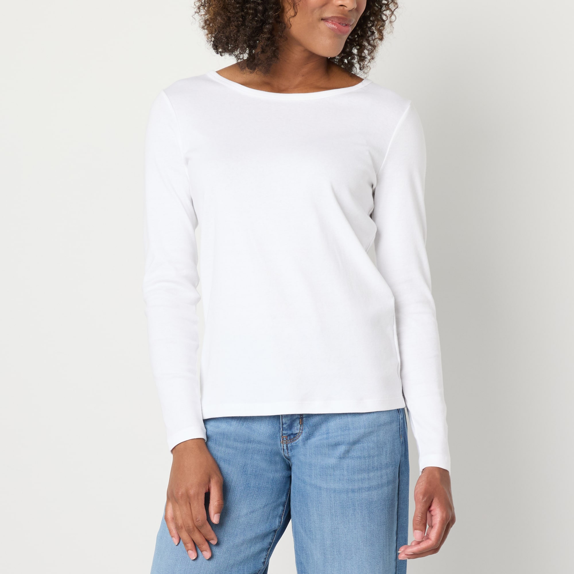 St. John's Bay Womens Tall Crew Neck Long Sleeve T-Shirt