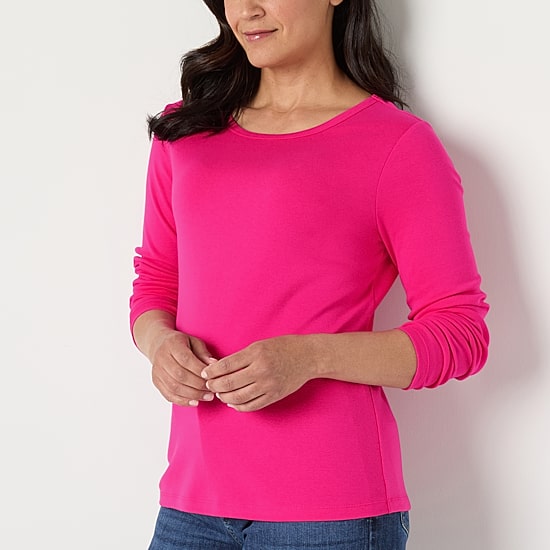 St. John's Bay Womens Tall Crew Neck Long Sleeve T-Shirt