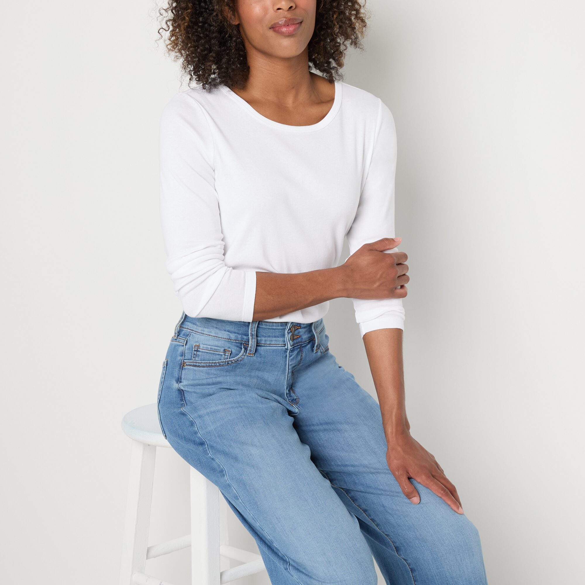 St. John's Bay Womens Tall Crew Neck Long Sleeve T-Shirt
