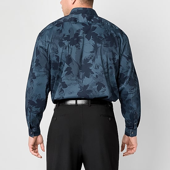 J. Ferrar Ultra Comfort Mens Long Sleeve Regular Fit Stretch Fabric Wrinkle Free Big and Tall Button-Down Shirt
