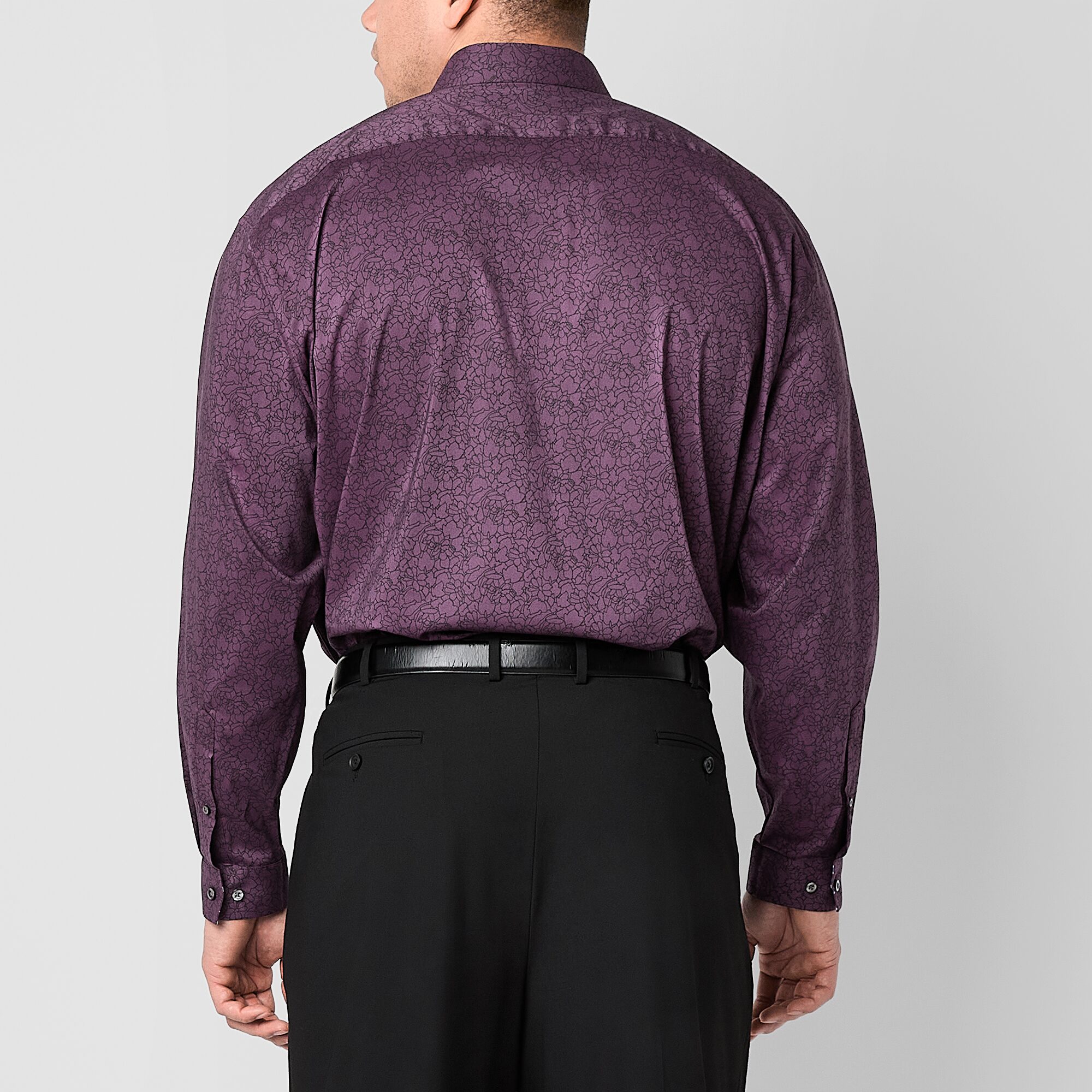 J. Ferrar Ultra Comfort Mens Long Sleeve Regular Fit Stretch Fabric Wrinkle Free Big and Tall Button-Down Shirt