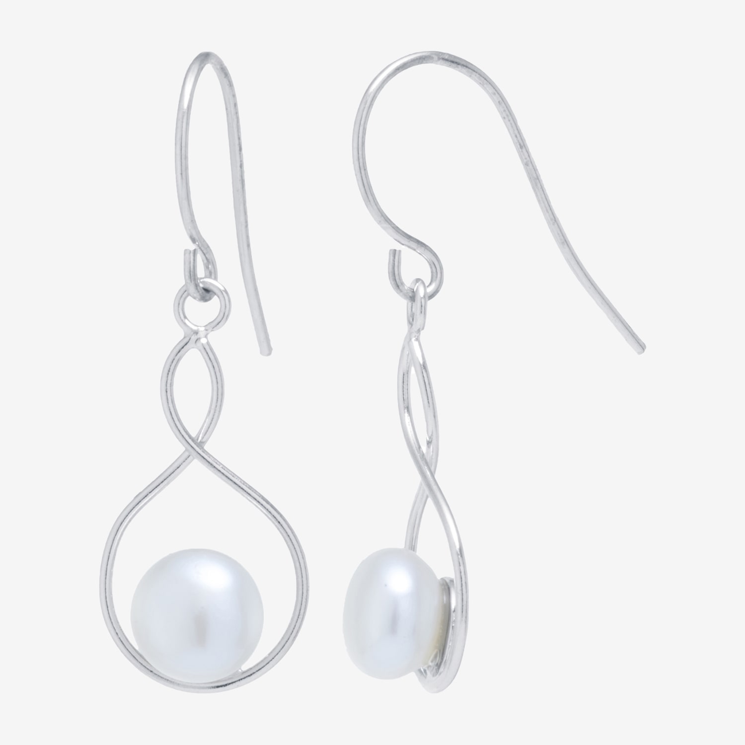 Silver Treasures Womens White Cultured Freshwater Pearl Sterling Silver Drop Earrings