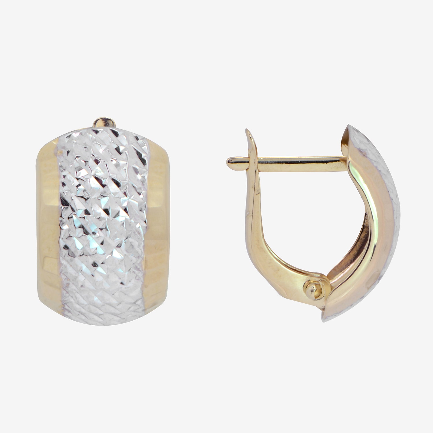 Womens 14K Two Tone Gold 15mm Hoop Earrings