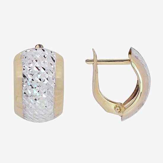 Womens 14K Two Tone Gold 15mm Hoop Earrings