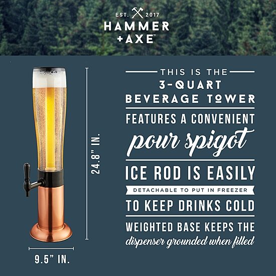Hammer + Axe™ Beer Tower Drink Dispenser, Color: Black - JCPenney