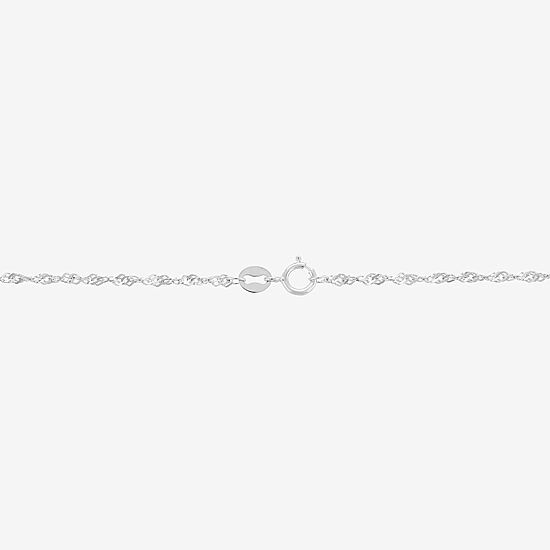 14K White Gold 20" Sparkle Singapore Chain Necklace