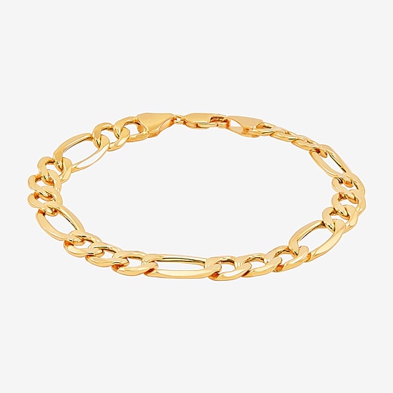 Mens 10K Gold 9 Inch Hollow Figaro Chain Bracelet