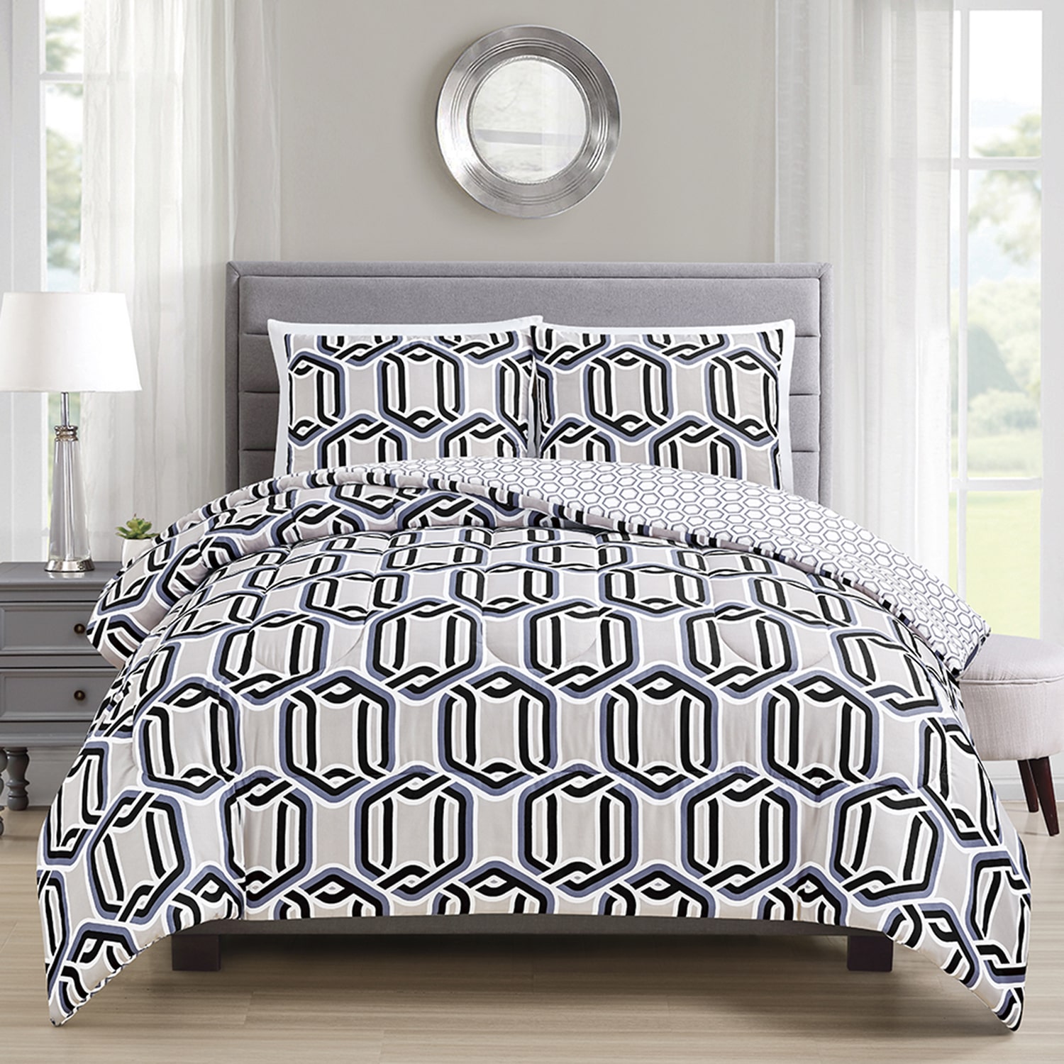 Richmond Park Levi Geo 3-pc. Geometric Midweight REVERSIBLE Comforter Set