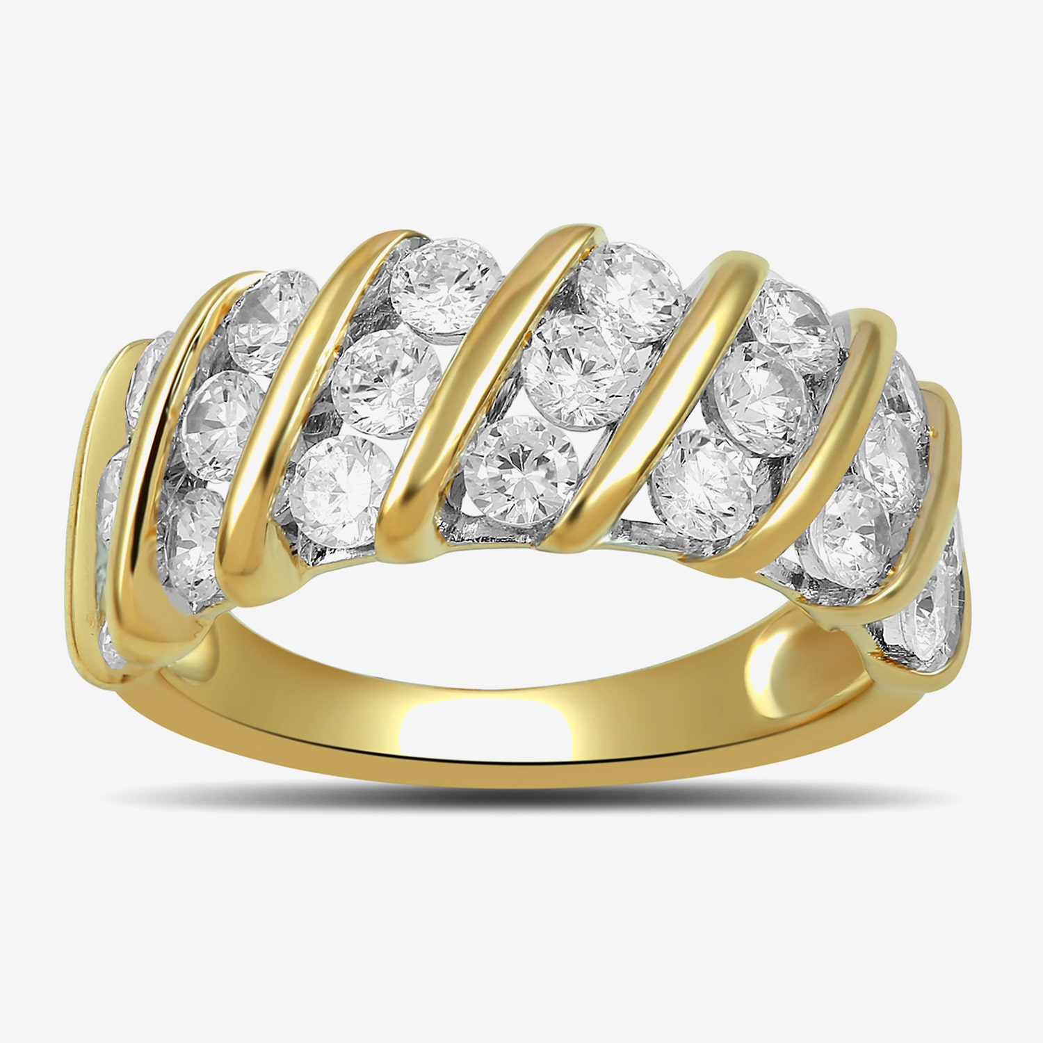 (H-I / I1-I2) Womens 2 CT. T.W. Lab Grown White Diamond 10K White or Yellow Gold Cocktail Ring