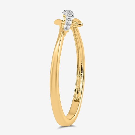 Womens 1/10 CT. T.W. Lab Grown White Diamond 10K Gold Delicate Midi  Cocktail Ring