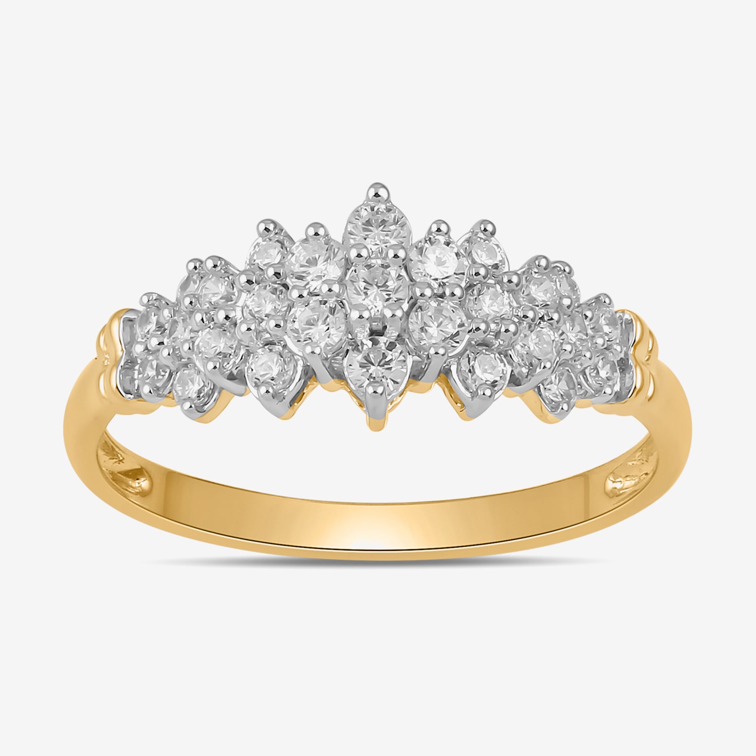 Womens 3/8 CT. T.W. Lab Grown White Diamond 10K Gold Cluster Cocktail Ring