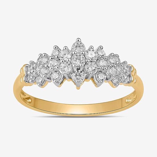Womens 3/8 CT. T.W. Lab Grown White Diamond 10K Gold Cluster Cocktail Ring